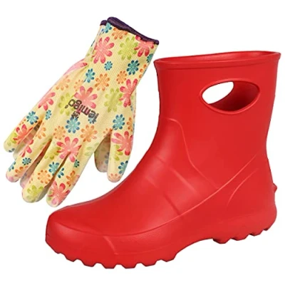 Immagine di Lemigo Unisex Stivali da Pioggia Giardino Molto Leggeri in EVA Donna Uomo 36 47 EU (Rosso, Sistema Taglie Calzature EU, Adulto, Numero, Media, 37)
