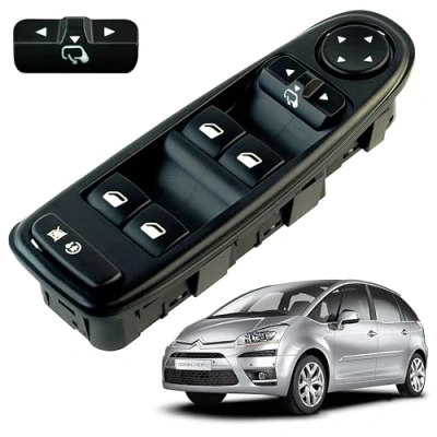 Immagine di STARKIT PERFORMANCE Pulsante alzacristallo compatibile per C4 Picasso e Grand (2006 2013) controllo anteriore sinistro (conducente) con funzione specchietti pieghevoli 6554YH
