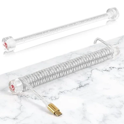Immagine di MAMBASNAKE RC02 Custom Fixed Rod per Cavo a Spirale Tastiera, Avvolgitore in Acrilico CNC, Coiled Cable Management Pole, Aviator Weight Bar, Lunghezza 7,68 Pollici Clear