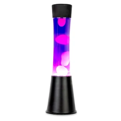 Immagine di FISURA Lampada lava viola. Base nera, liquido viola e bianca. di a effetto rilassante. Con lampadina ricambio. 11 cm x 39,5 cm.