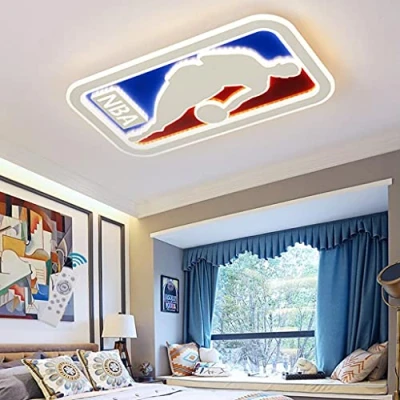 Immagine di Lampada Da Soffitto LED Parete Per Bambini Plafoniera Creativa Basket Dimmerabile Con Telecomando Lampadario In Acrilico Camera Dei Letto Illuminazione Luce,Square