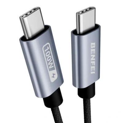 Immagine di BENFEI Cavo silicone USB C PD 100W 2M [Guscio in alluminio, design intrecciato, antigroviglio], Type Ricarica Rapida per iPhone 15/15Pro/15Plus/15ProMax MacBook Pro/iPad Pro 2023 Galaxy S23