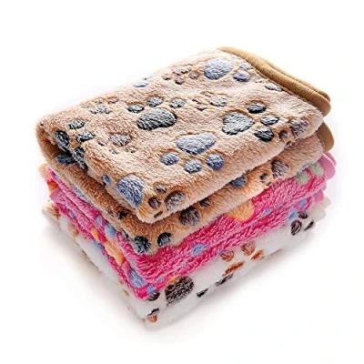Immagine di luciphia 3 Pezzi Coperta per Cane/Gatto Lavabile Soffice Durevole, Morbida e Calda Flanella,Zampa,Small (60 * 40cm)