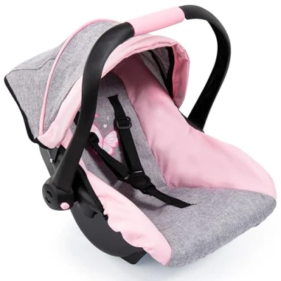 Immagine di Bayer Design 67933AA Giocattolo, Seggiolino Auto Easy Go, Adatto per la Carrozzina Bambola Neo Vario, Colore Rosa, Grigio con Farfalla,