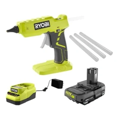 Immagine di Ryobi Cordless Full Size Colla Gun Kit con 1,5 Ah Batteria, 18 V Caricatore e (3) 1/2 Pollici Stick