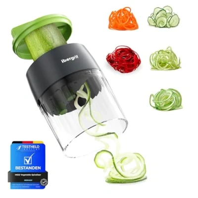 Immagine di Ibergrif M522 Spiralizzatore di Verdure, Spaghetti Zucchine Attrezzo Aggiornato Manuale Taglia Senza BPA, Lavabile in Lavastoviglie, 4 1 Carote Julienne per Carote, Cetrioli