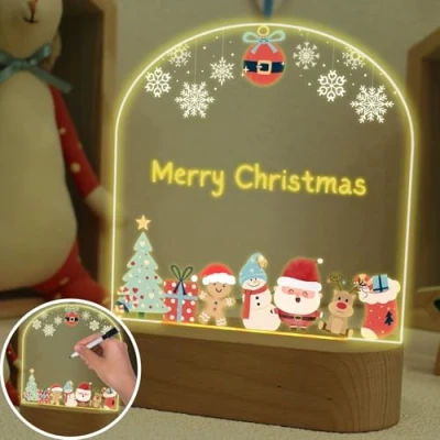 Immagine di uniqicon Lampada Comodino, Luce Notturna Led, Regali Di Natale Per Bambini, A Led In Acrilico Camere Da Letto, Calda E Carina