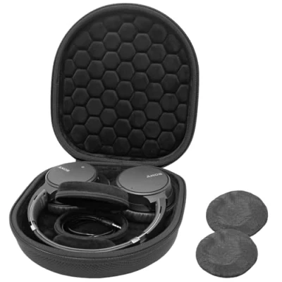 Immagine di ProCase Custodia per Cuffie Sony WH CH720N, XB910N, CH700, 1000XM4, 1000XM3, CH710N, Bose 700/QC35 II, con 2 Coperture i Padiglioni e 1 Piccola Scatolina Nero