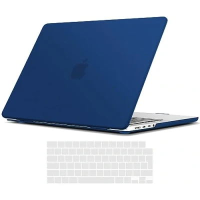 Immagine di TECOOL Custodia per MacBook PRO 14 Pollici 2023 2021 A2992 A2918 A2779 A2442 con Chip M3 M2 M1 Pro/Max, Case Cover Opaca Rigida Plastica Ultrasottile e Copritastiera Italia, Blu Navy