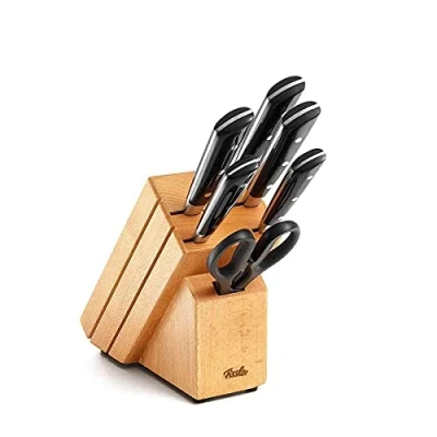 Immagine di Fissler Texas Set di coltelli, 7 pezzi, ceppo portacoltelli in legno, inclusi coltelli da chef, per pane, sbucciare, prosciutto e universale, forbici