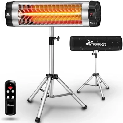 Immagine di TRESKO Riscaldatore ad Infrarossi 2500W con Telecomando Radiatore Riscaldante Elettrico 3 Livelli di Calore Stufa Elettrica da Esterno Terrazzo per Fuori e Dentro Altezza Regolabile