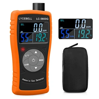 Immagine di LYCEBELL Sensore Rilevatore di Gas Ammoniaca, LC 5800G Monitor NH3 0 100 PPM, Particelle Misuratore Professionale con Temperatura Umidità, Indicatore Monitoraggio