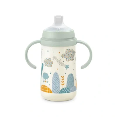 Immagine di Suavinex, Tazza Apprendimento con Beccuccio e Manici in Silicone, Biberon Manici, Sistema Anticoliche, Coperchio Protettivo, Bicchiere Antigoccia, 270 ml, per Bambini dai 6 Mesi Su, Azzurro