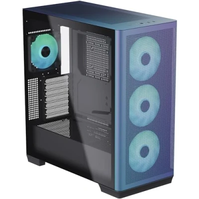 Immagine di APNX C1 Midi Tower ATX Gehäuse, Tempered Glass ChromaFlair Contenitore, PC Case da gioco, Nero