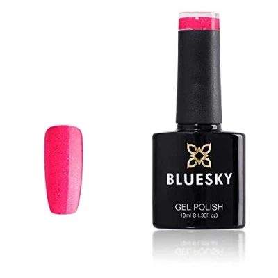 Immagine di Bluesky Smalto Per Unghie Gel, Neon Pink Glitter, Xk30, Rosa, Neon, Luccichio (Per Lampade Uv E Led) 10 Ml