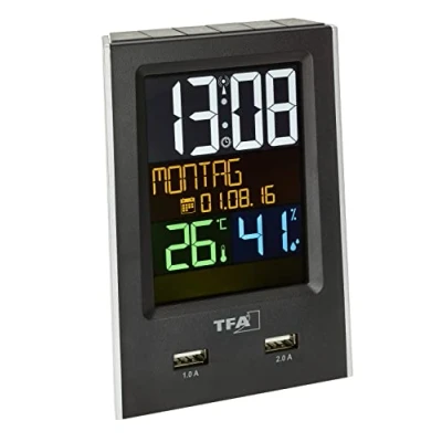 Immagine di TFA Dostmann 60.2537.01 Radiocontrollato Sveglia Nero Tempi di allarme 1 Display grande