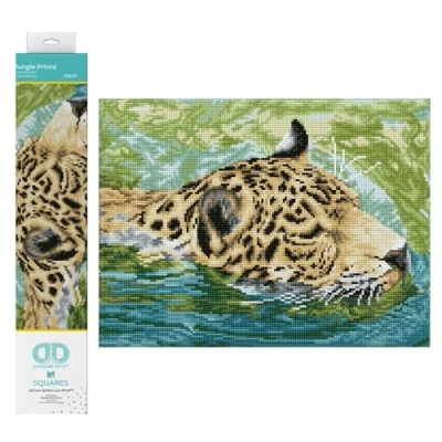 Immagine di DIAMOND DOTZ Leopard Squares DQ8 Kit Intermedio, Colore Principe della Giungla, 41 x 31cm, DQ8.012
