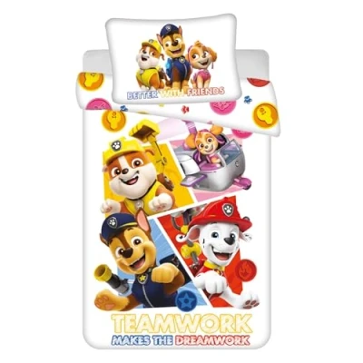 Immagine di Paw Patrol, biancheria da letto per bambini, set copripiumino 100 x 135 cm, federa 40 60 in cotone, ragazze e ragazzi Öko tex