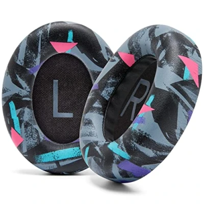 Immagine di WC Cuscinetti auricolari di ricambio per cuffie Bose con cancellazione del rumore 700 (NC700) Wicked Cushions Pelle morbida, lussuosa memory foam, extra spessi e resistenti 90s Black