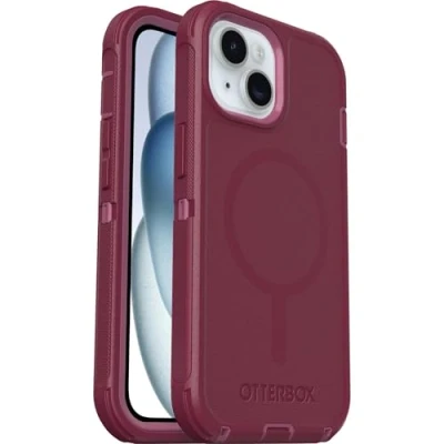 Immagine di OtterBox Cover Defender Series MagSafe per iPhone 15/iPhone 14/iPhone 13, custodia protettiva antiurto, a prova di caduta, protezione estrema, testata 7x norme MIL STD 810G, Rosa
