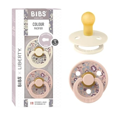 Immagine di BIBS Colour Liberty Ciuccio a forma di ciliegia, confezione da 2 pezzi, senza BPA, in gomma naturale/lattice, prodotto Danimarca, misura 1 (0 6 mesi), Eloise Blush