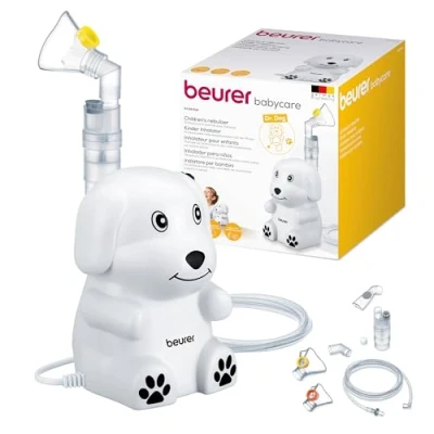 Immagine di Beurer Aerosol Ih 24 Kids per Bambini dal Simpatico Design a Forma di Cane con Tecnologia ad Aria Compressa Potenza Nebulizzazione, circa 0.35 ml/min, Breve Tempo Inalazione