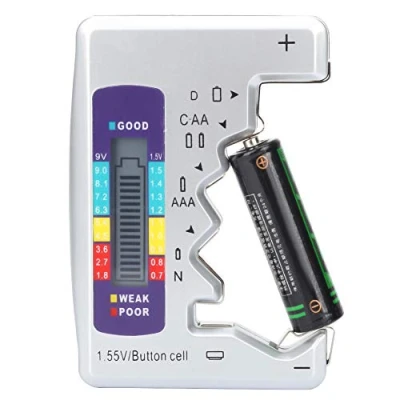 Immagine di Tester per batteria, batteria a bottone digitale controllo universale con display LCD, batterie da 1,55 V N AA AAA CD 9V