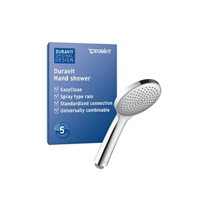 Immagine di Duravit Universal Doccetta a mano, doccia con getto Rain, mano rotonda (Ø 110 mm), per facile da pulire, Cromo
