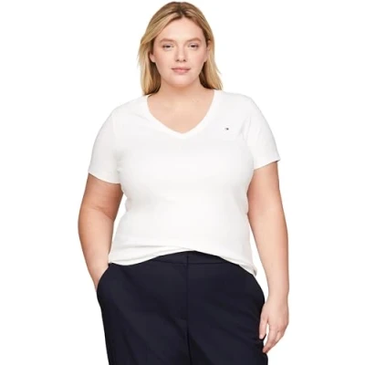 Immagine di Tommy Hilfiger Curve NEW SLIM CODY V NECK Tshirt basic, Donna, Taglia: 52, Ecru