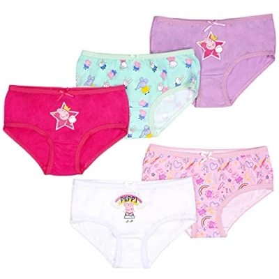 Immagine di Peppa Pig Mutandine per Bambine Slip di Cotone Morbido Pantaloni Confezione da 5 con Disegni Diversi Rosa età 3 4