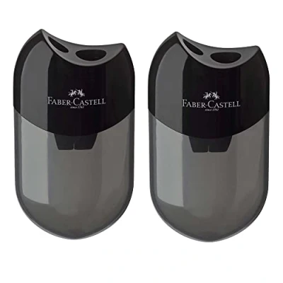 Immagine di Faber Castell 183500 Doppio temperamatite, di colore nero/trasparente, in set da 2 pezzi