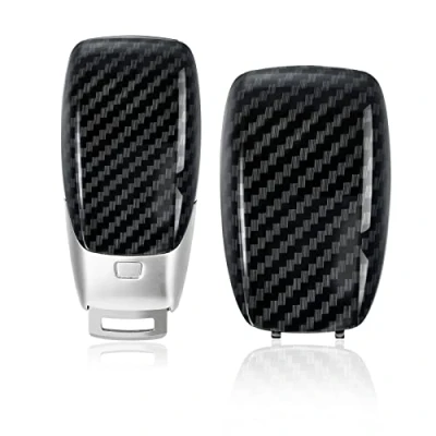 Immagine di Carbon Fiber Texture Key Shell Fob Copribatteria Fibra Cover Compatibile con Mercedes Benz A220 E63S Classe E CLS 2019 2021, Nero , 2.3/1.3