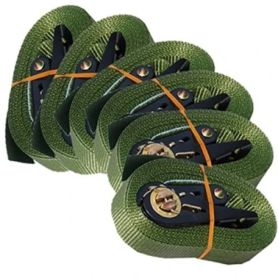 Immagine di Timtina 6 cinghie con cricchetto, colore e lunghezza a scelta, in Poliestere, per Moto, Nero,Verde