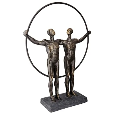 Immagine di GILDE 37592 Scultura Two Men in bronzo su base nera, altezza: 35,50 cm, larghezza: 27 profondità: 8 cm