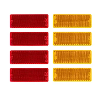 Immagine di BEIJISTAR Kit Riflettore per Rimorchio, 4 Rosso Catarifrangente, Giallo Catarifrangente Autoadesivo Rettangolare, Camion Rimorchio RV Caravan