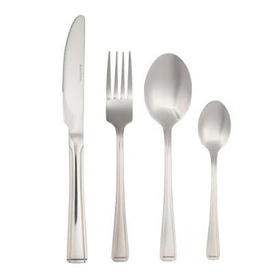 Immagine di Salter BW02844, Elegance Buxton 16 Pezzi Set Posate, 4 Posti, Coltelli, Forchette, Cucchiaini, Cucchiai, Acciaio inox, Scola Posate da Cucina, Impostare inox
