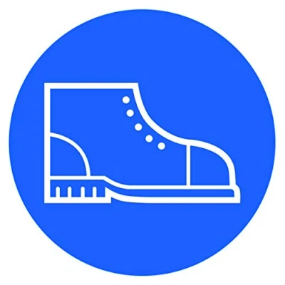 Immagine di 10x Adesivi Calzature di Sicurezza Obbligatorie Ø 9,5cm per Uso Interno o Esterno con Protezione UV Resistente alle Intemperie Autoadesivo Scarpe da Lavoro Solide Segnali Obbligo STROBO