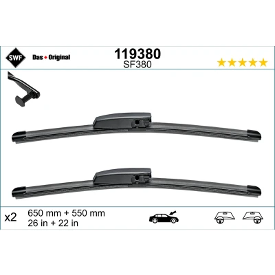 Immagine di Spazzola tergi Swf Visioflex 119380 anteriore Senza telaio RENAULT: SCENIC 2, GRAND 2