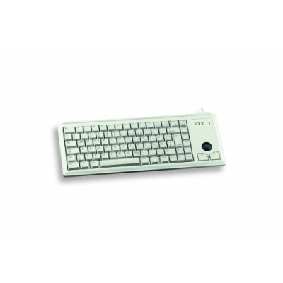 Immagine di CHERRY Compact Keyboard G84 4400, layout francese, tastiera AZERTY, cablata, meccanica, meccanica ML, trackball ottico integrato più 2 pulsanti del mouse, grigio chiaro