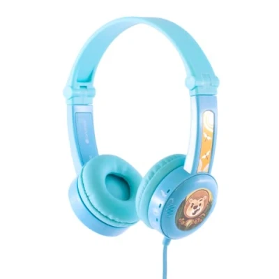 Immagine di onanoff Travel Bambini Cuffie On Ear via cavo Blu pieghevole, headset con microfono, limitazione del volume
