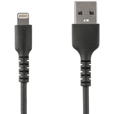 Immagine di cavo da USB A Lightning 1 m nero Robusto e resistente in fibra aramidica tipo Certificato Apple Mfi (RUSBLTMM1MB)