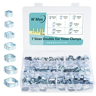 Immagine di WiMas 140PCS 7 20mm Regolabile a doppio orecchio Fascette stringitubo Tubo di fissaggio Elementi Clip Kit
