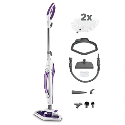 Immagine di Polti Vaporetto SV440 Double, Scopa a Vapore 2 in 1 con Pulitore Portatile, 11 Accessori Inclusi, Riscaldamento 15 Secondi, Serbatoio Estraibile, Bianco e Viola