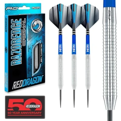 Immagine di RED DRAGON Razor Edge Original 30g Freccette Tungsteno con Punta Acciacio, Voli e Aste