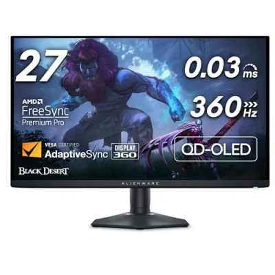 Immagine di Alienware AW2725DF 27&quot; QHD (2560x1440) Gaming Monitor 360Hz, QD OLED, 0.03ms, AMD FreeSync Premium Pro, 99.3% DCI P3, HDR400, USB C, 2 DisplayPort, HDMI, 4 USB, 3 anni di garanzia