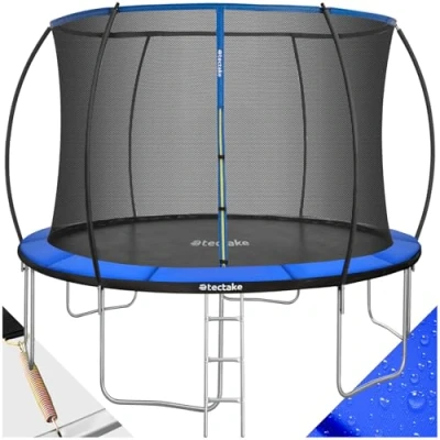 Immagine di tectake® Trampolino Elastico con Rete di Sicurezza, Tappeto Resistente agli Strappi, Struttura in Acciaio Gambe a W, per Bambini e Adulti, Ideale Gioco Fitness Ø 366 cm