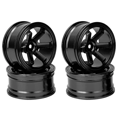 Immagine di Tbest Mozzo Ruota RC, Cerchio in Lega di Alluminio 4 Pezzi per Auto RC Drift Universale 1/10(Nero)