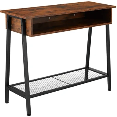 Immagine di TecTake 801108 Tavolo console Tralee, Ripiano in reticolato, Piedi plastica regolabili altezza