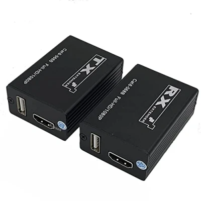 Immagine di Estensore KVM HDMI RJ45 30M 1080P con USB su Cat6 5E LAN Network Ethernet Extender per PS5 TV PC laptop HDTV (30M)