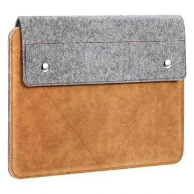 Immagine di MoKo Custodia per iPad Air 5/4 10.9, Galaxy Tab S8 11&quot;, 9a Gen 10.2&quot;, Surface Go 2 10.5&quot; 2020, PRO 11 2021, 10.5/9.7, Case in Feltro e Pelle PU, Durevole, Grigio &amp; Marrone